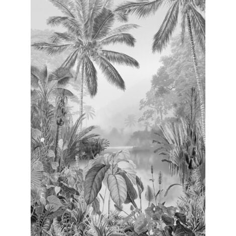 papier peint panoramique lac tropical gris  - Sanders & Sanders