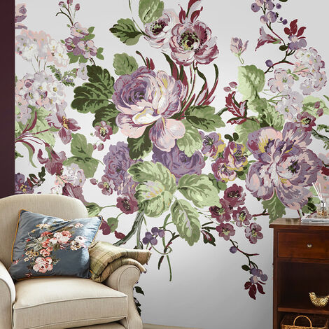 Papier peint panoramique Laura Ashley Rosemore 280 x 300cm Violet - violet