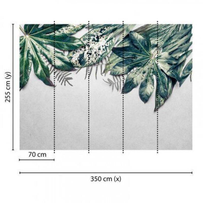 Papier peint panoramique vert et blanc motif feuille Tapisserie panoramique nature pour bureau Papier peint panoramique idéal pour chambre