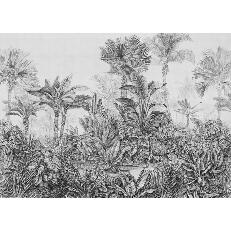 Komar - papier peint panoramique jungle noir et blanc