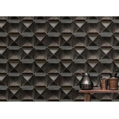 Papier peint panoramique marron design pour bureau Tapisserie panoramique originale pour chambre Papier peint panoramique motif géométrique