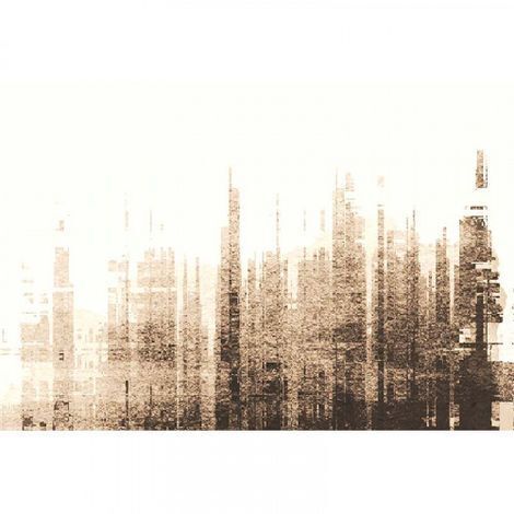 Papier peint panoramique marron et blanc pour salon Tapisserie panoramique motif gratte-ciel Papiers peints panoramique design urbain