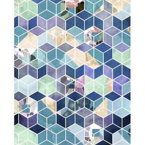 Papier peint panoramique modern Géométrique Bleu