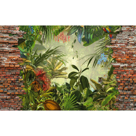 Papier peint panoramique modern,naturel Vue Jungle Bricklane
