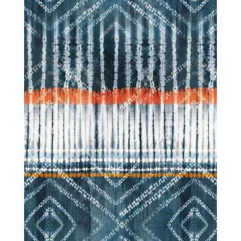papier peint panoramique motif shibori tie-dye bleu  - Komar