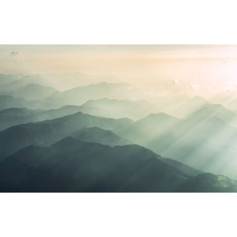 Papier peint panoramique naturel Collines Brumeuses