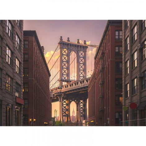 Papier peint panoramique new york pont de Brooklyn Tapisserie panoramique couloir et bar Papier peint panoramique 3D motif géométrique rouge
