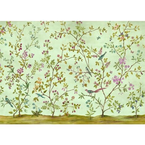 Papier peint panoramique Oiseaux du Paradis - 350 x 250 cm de Komar - vert