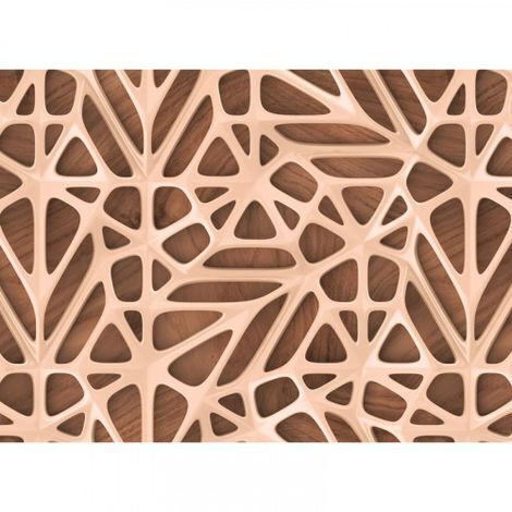 Papier peint panoramique original 3D beige & marron Tapisserie panoramique moderne pour salon Papier peint panoramique effet bois pour chambre