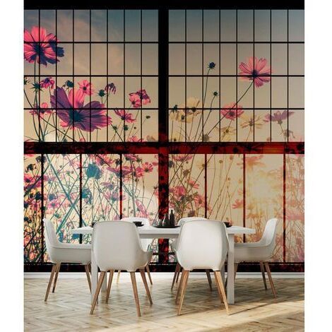 Papier peint panoramique original motif floral Tapisserie panoramique nature trompe l’oeil Papier peint panoramique idéal pour chambre