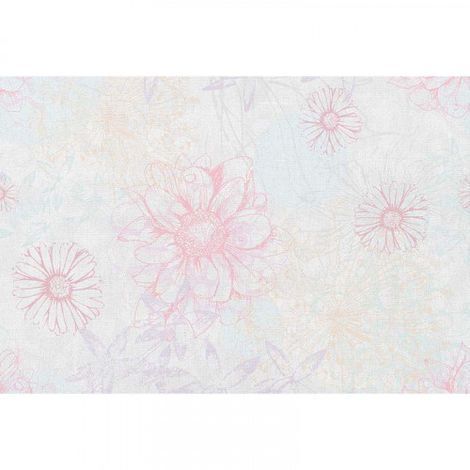 Papier peint panoramique original pour chambre Tapisserie panoramique blanche motif floral Papiers peints panoramique fleuri pour salon