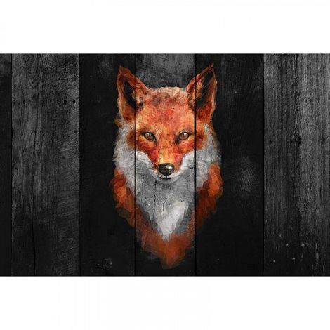 Papier peint panoramique original pour salon Tapisserie panoramique animaux original Papier peint panoramique renard imitation bois