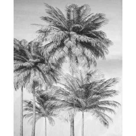 papier peint panoramique palmiers noir et blanc - Komar