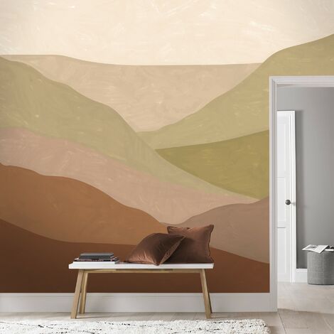 Papier peint panoramique Paysage de Dunes 280 x 300cm Rouge, Marron, Beige - marron