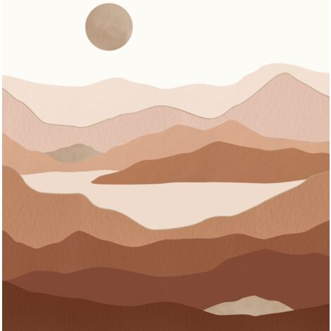 papier peint panoramique paysage désertique marron terracotta  - ESTAhome
