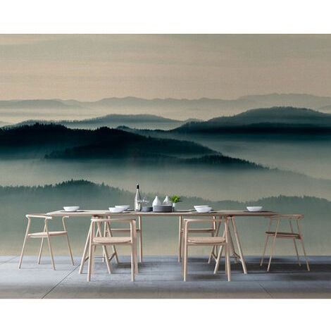 Papier peint panoramique paysage idéal salle à manger Tapisserie panoramique montagne tendance Papier peint panoramique noir et blanc nature