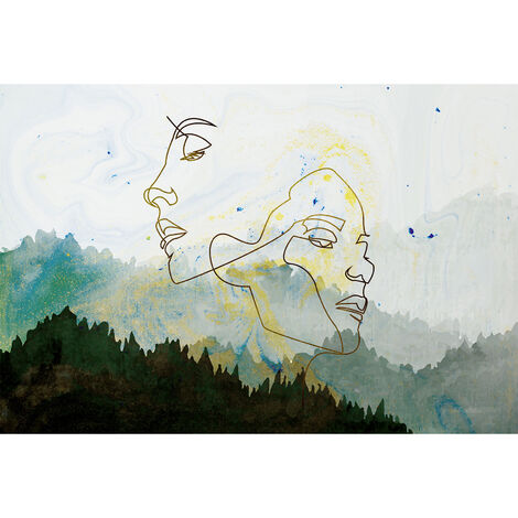 Papier peint panoramique paysage montagne | Tapisserie panoramique visage féminin design | Papier peint panoramique idéal bureau - 270 x 400 cm (4 pièces)