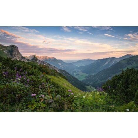 papier peint panoramique paysage vert et bleu  - Sanders & Sanders