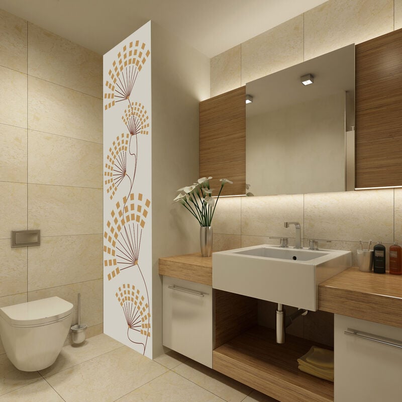 Papier peint intissé motif fleur de pissenlit, forme géométrique ondulée, panoramique 250x75 cm