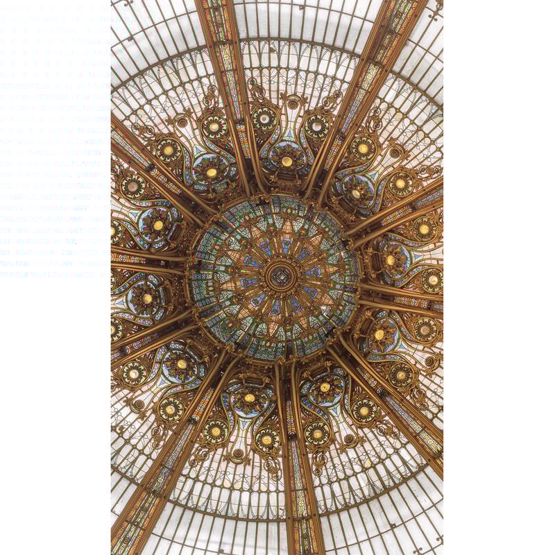 Papier Peint Intissé Panoramique Les Galeries Lafayette, 250 cm x 150 cm, Photo du Grand Magasin Parisien - Marron