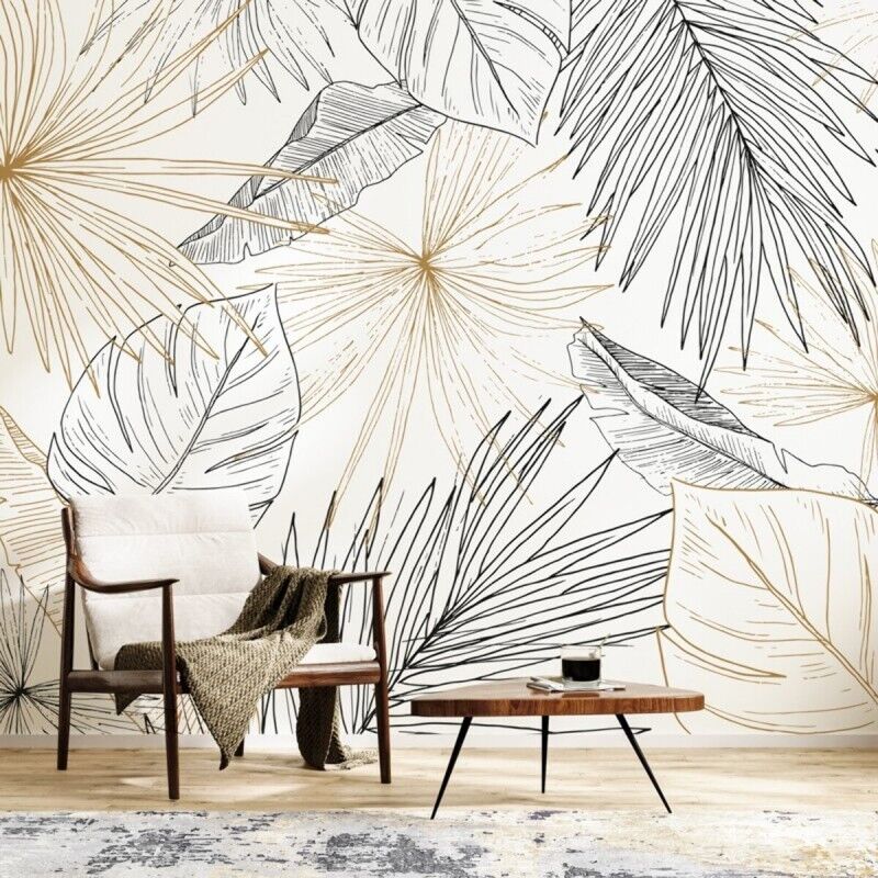 99déco - Papier Peint Panoramique Feuille Noir et Marron - 99DECO - L336xH270cm