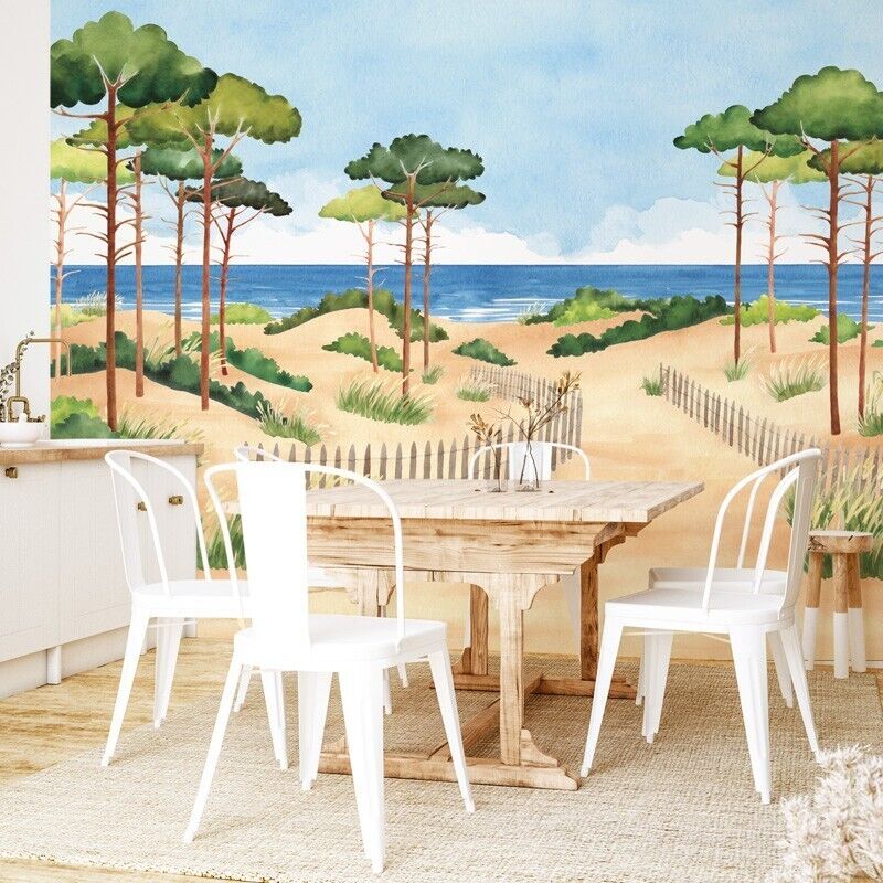 99déco - Papier Peint Panoramique Plage Multicolore - 99DECO - L336xH270cm