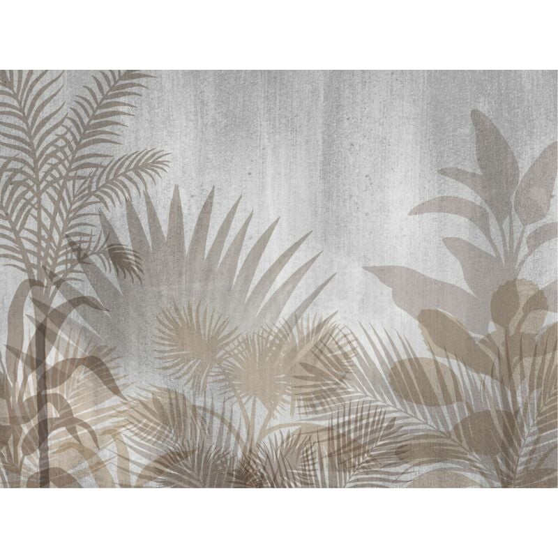 Sanders&sanders - papier peint panoramique plantes tropicales gris et beige