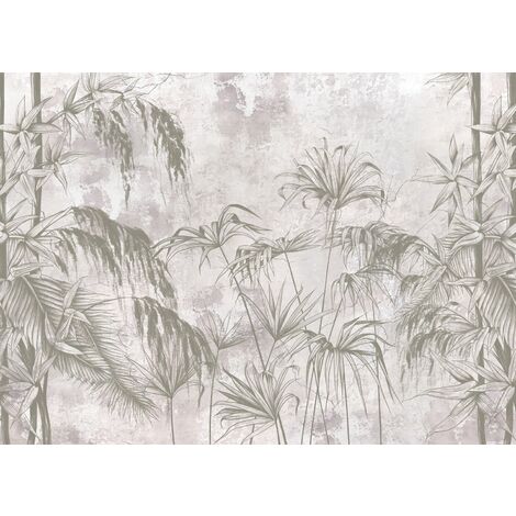 papier peint panoramique plantes tropicales gris  - Sanders & Sanders
