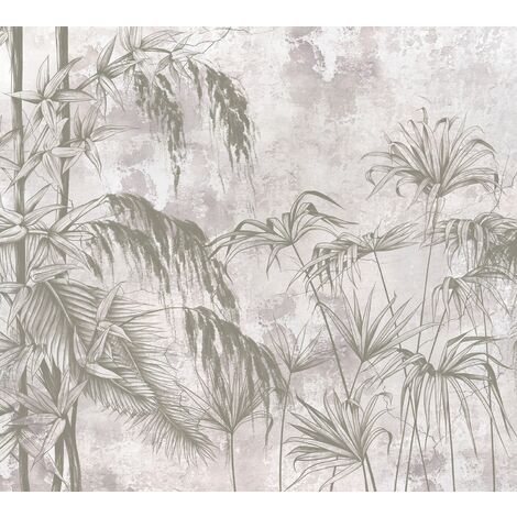papier peint panoramique plantes tropicales gris  - Sanders & Sanders