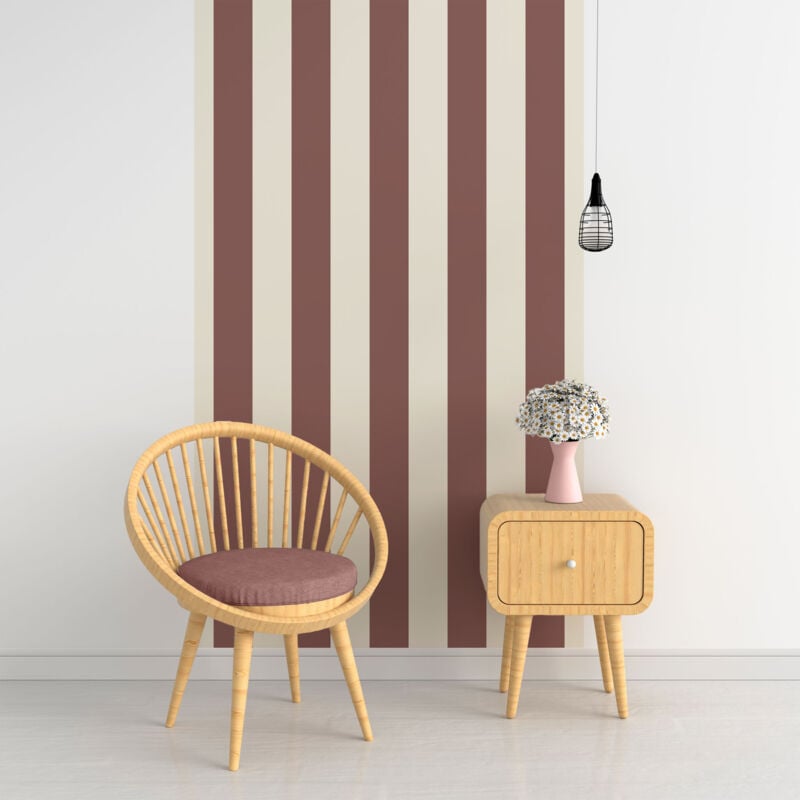 Papier peint panoramique, rayure chocolat, tendance rayure, 250 cm x 150 cm