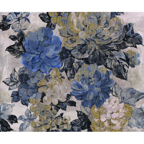 Papier peint panoramique romantique,vintage & retro Jardin Vintage Bleu