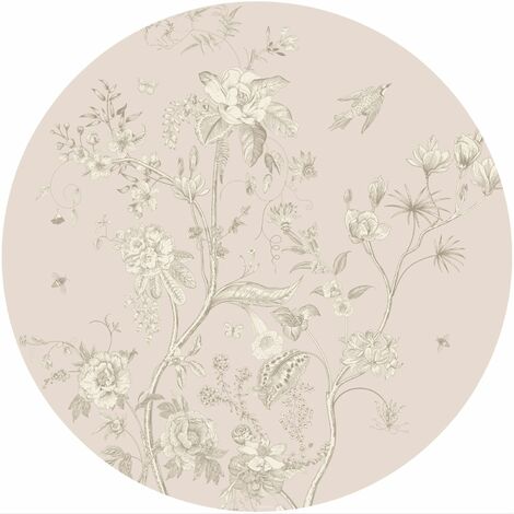 papier peint panoramique rond adhésif fleurs beige  - Sanders & Sanders