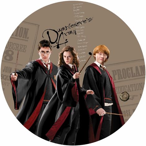 papier peint panoramique rond adhésif Harry Potter, Hermione Granger & Ron Weasley beige, noir et rouge  - Sanders & Sanders
