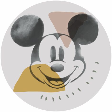 papier peint panoramique rond adhésif Mickey Mouse gris  - Disney