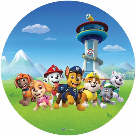 papier peint panoramique rond adhésif PAW Patrol - La Pat' Patrouille bleu et vert  - Sanders & Sanders