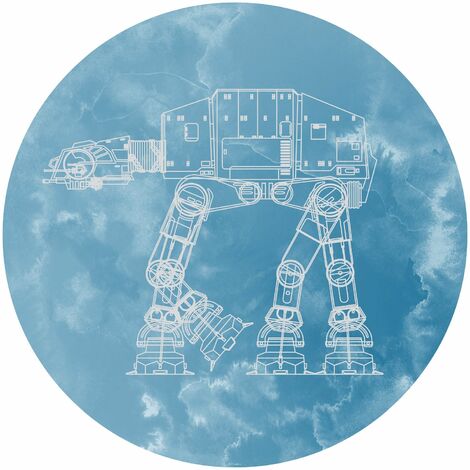 papier peint panoramique rond adhésif Star Wars AT-AT bleu  - Disney