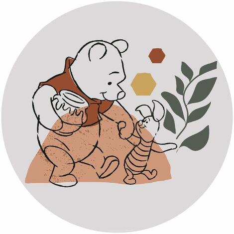 papier peint panoramique rond adhésif Winnie l'ourson multicolore  - Disney