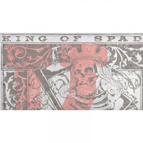 Papier peint panoramique rouge & gris tête de mort Tapisserie panoramique motif roi de pique Papier peint panoramique chambre ado & bureau