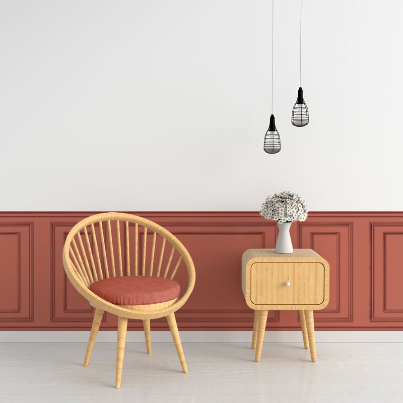 Papier peint panoramique, terra cotta, effet garantit trompe l'oeil, boiseries soubassement, 75 cm X 200 cm