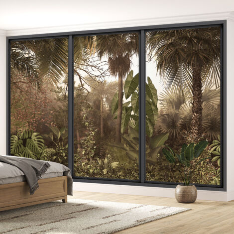Papier peint panoramique Trompe l'oeil baie vitrée - Jungle - 130 cm x 78 cm