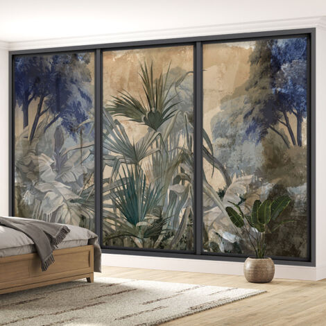 Papier peint panoramique Trompe l'oeil baie vitrée - Jungle - 130 cm x 78 cm