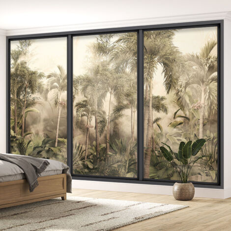 Papier peint panoramique Trompe l'oeil baie vitrée - Jungle - 130 cm x 78 cm