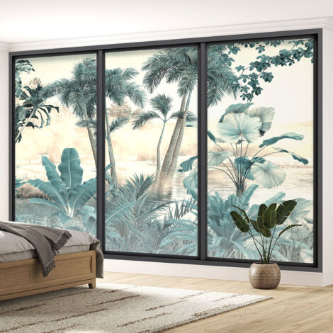 Papier peint panoramique Trompe l'oeil baie vitrée - Jungle - 130 cm x 78 cm