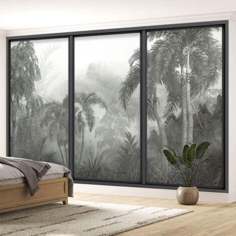 Papier peint panoramique Trompe l'oeil baie vitrée - Jungle - 130 cm x 78 cm
