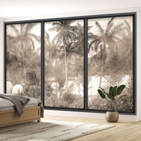 Papier peint panoramique Trompe l'oeil baie vitrée - Jungle - 130 cm x 78 cm