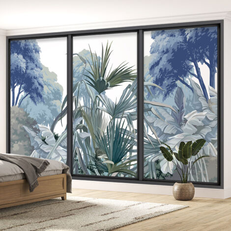 Papier peint panoramique Trompe l'oeil baie vitrée - Jungle - 130 cm x 78 cm