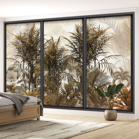 Papier peint panoramique Trompe l'oeil baie vitrée - Jungle - 130 cm x 78 cm