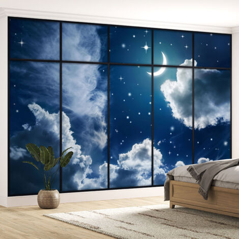 Papier peint panoramique Trompe l'oeil Verrière - Ciel étoilé - 130 cm x 82 cm