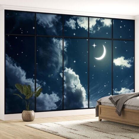 Papier peint panoramique Trompe l'oeil Verrière - Ciel étoilé - 195 cm x 123 cm