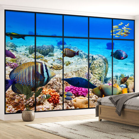 Papier peint panoramique Trompe l'oeil Verrière - Océan - 395 cm x 250 cm
